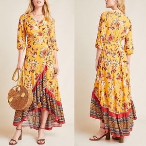 Farm Rio Soigne Orange Floral Wrap Maxi (NWOT)